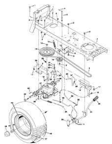 Motion Drive Diagram and Parts List for 46379A 1997 Briggs and Stratton Lawn Tractor